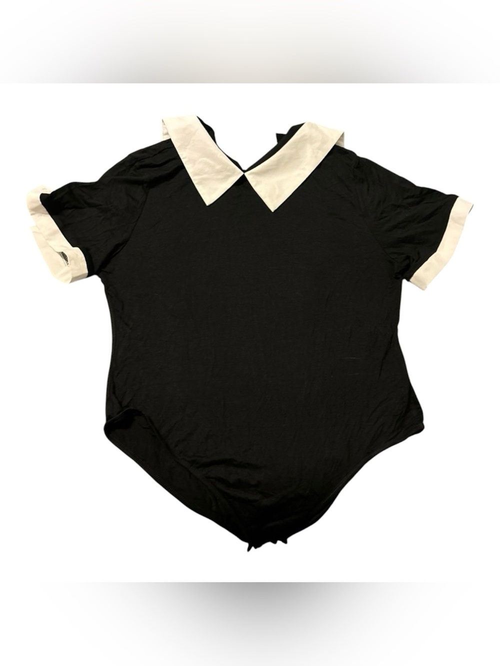 Shein Black One-Piece with White Peter Pan Collar size 1XL